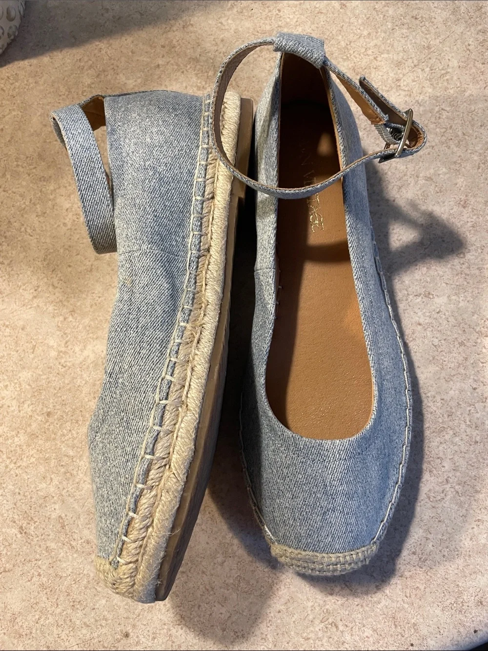 Crown Vintage Light Blue Denim Ankle-Strap Espadrilles